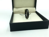 Tungsten 4mm Black Ring With Baseball Stitching