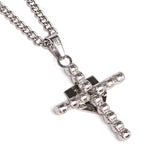 Stainless Baseball Cross with Home Plate Pendant and Chain