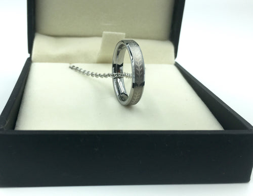 Tungsten 4mm Silver Ring with Baseball Stitching (FREE SHIPPING)