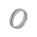 Tungsten 6mm Stainless Ring With Baseball Stitching (FREE SHIPPING)