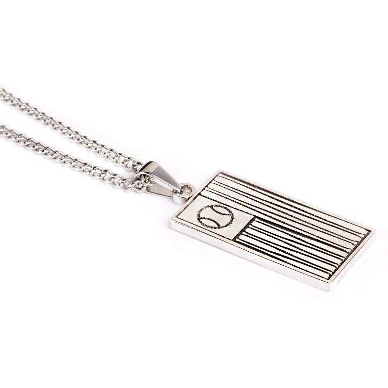 Stainless Ballplayer Flag Pendant and Chain (FREE SHIPPING)