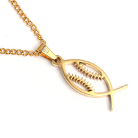 Golden Jesus Fish Baseball Pendant and Chain