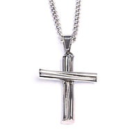 Stainless Grand Slam Stacked Cross Bat Pendant and Chain