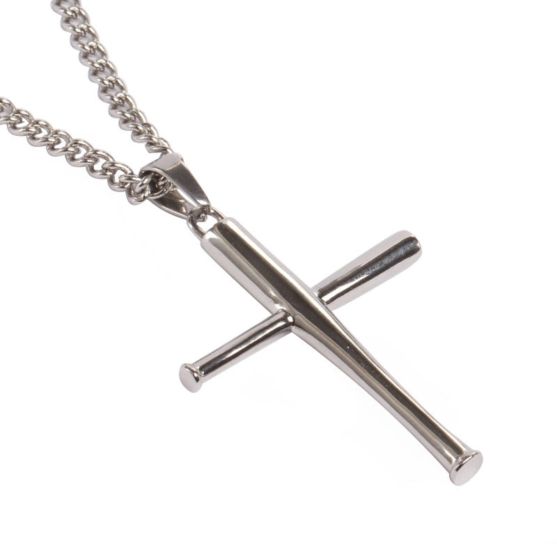 Stainless XL Bat Cross with Necklace (FREE SHIPPING)