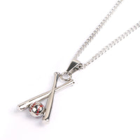 Stainless X-Baseball Bat and Necklace