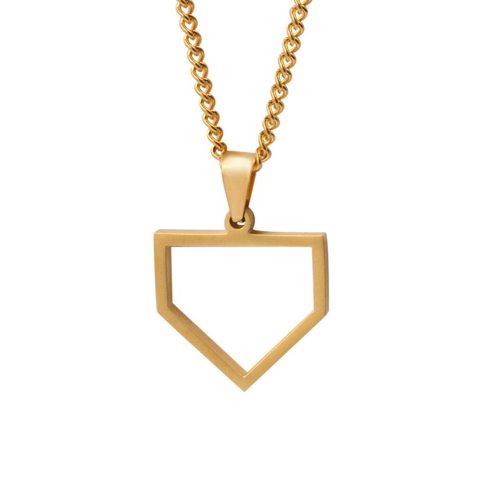 Golden Home Plate Pendant and Chain (FREE SHIPPING)