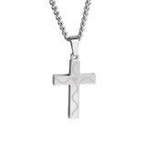 Mini Stainless Bat Wood Inlay Cross Pendant and Chain (FREE SHIPPING)
