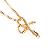Golden Infinity Baseball Stitched Cross with Box Chain (FREE SHIPPING)