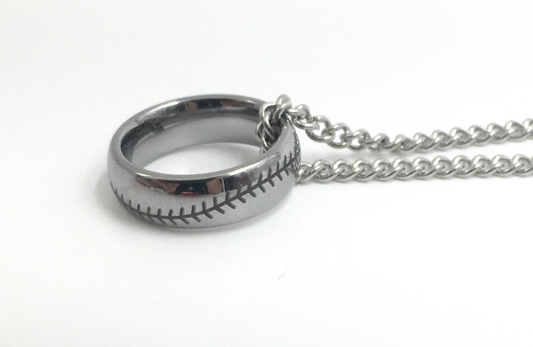 Tungsten 6mm Stainless Ring With Baseball Stitching (FREE SHIPPING)